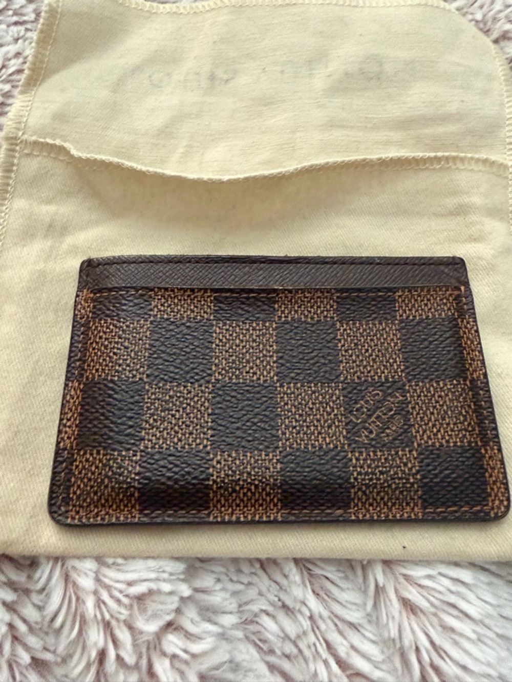 Louis Vuitton Beige and Black Logo Card Pouch